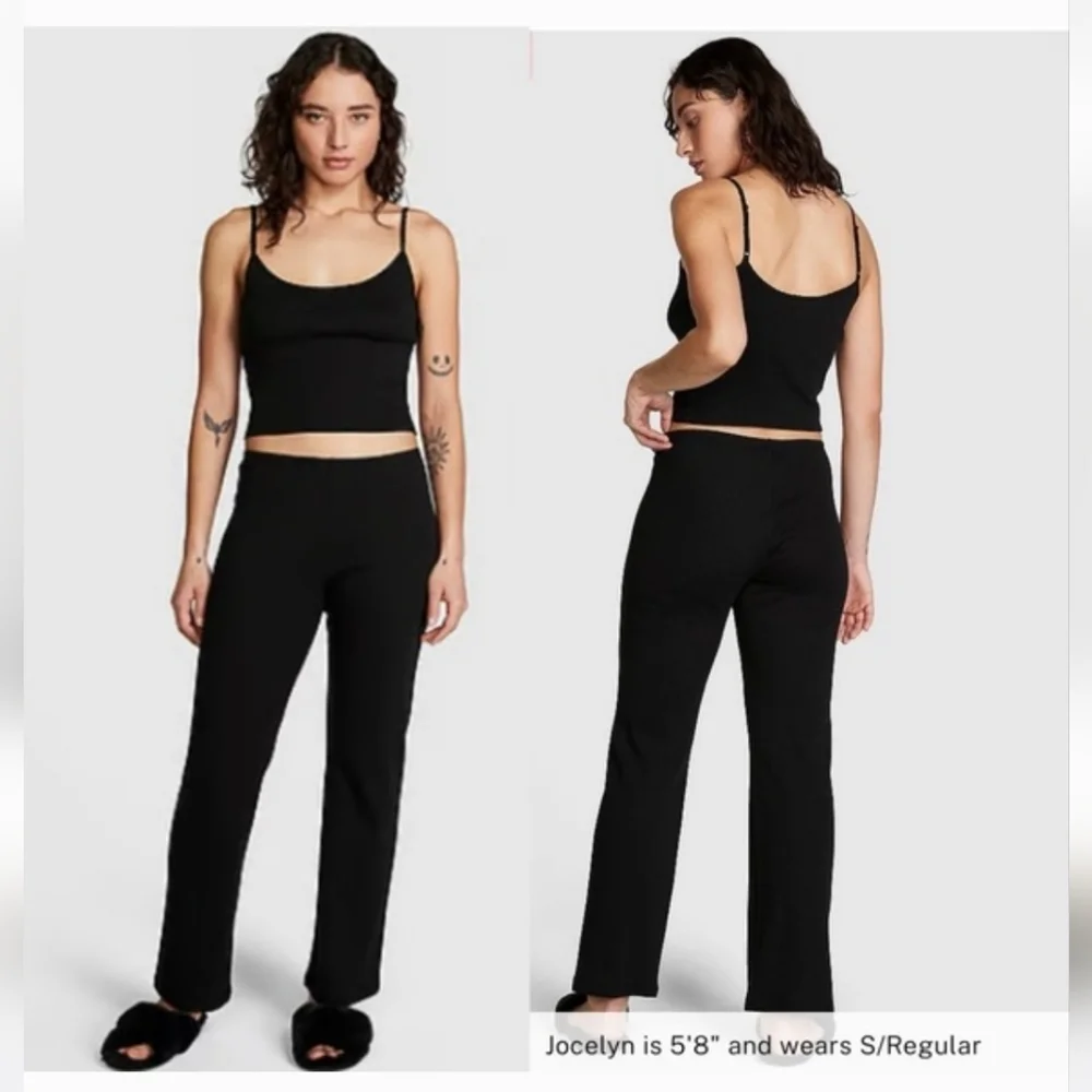 Victoria’s Secret Cotton Heart Pointelle Pajama Set Black LG - Picture 4 of 16